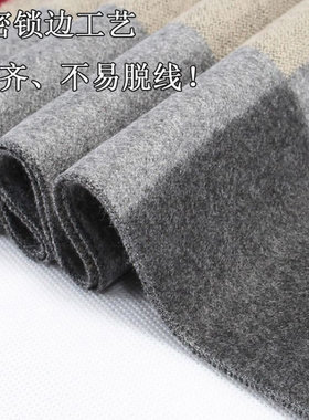 中老年保暖围巾男士红色提花格子