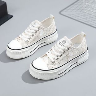 新款网鞋女2023春夏季休闲女鞋厚底增高透气花纹百搭学生