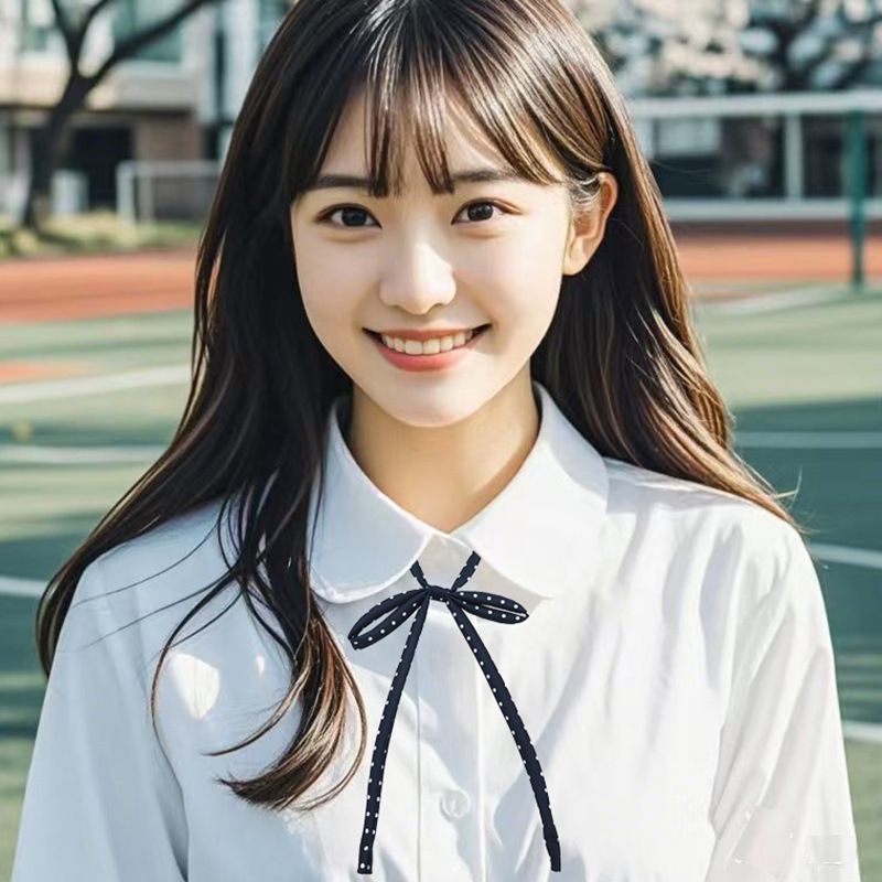 印花小波点女生jk制服领绳女免打