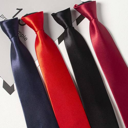 厂家现货亮面纯色拉链领带男女短