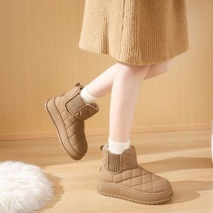 加绒高帮袜靴女2024冬季 新款 学生ins潮流韩版 保暖休闲棉鞋