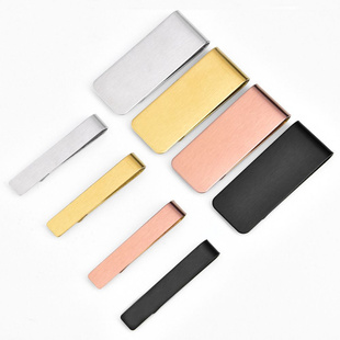 不锈钢钱包夹领带夹美元钱夹书夹 4.8x0.8cm领夹刻字镭射激光LOGO