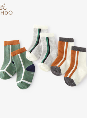 英氏婴儿袜子3双装秋冬厚款5A抑菌中筒袜YIWBJ32136A YIWBJ32137A