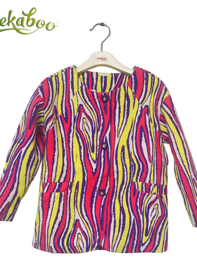 皮卡泡泡女童外套春秋冬外穿复古中大童圆领对襟衣服150746