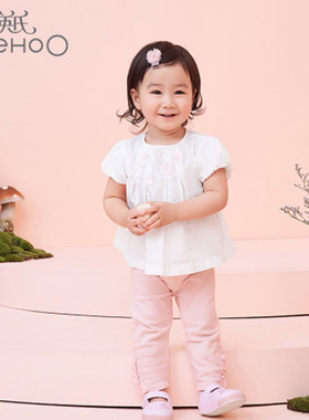 英氏女童T恤白色套头衫春夏新品女宝宝上衣圆领套头衫YRTCJ21117A