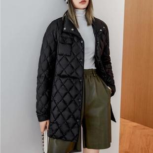 轻薄羽绒服外套 休闲中长款 秋冬白鸭绒衬衫 领宽松大版