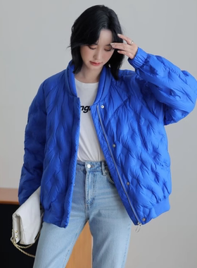 82206 2025冬季国标白鸭绒立领休闲宽松短款轻薄羽绒服外套女