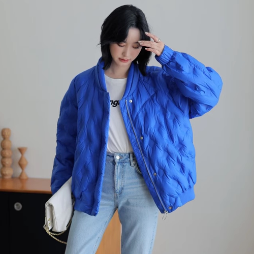 82206 2025冬季国标白鸭绒立领休闲宽松短款轻薄羽绒服外套女