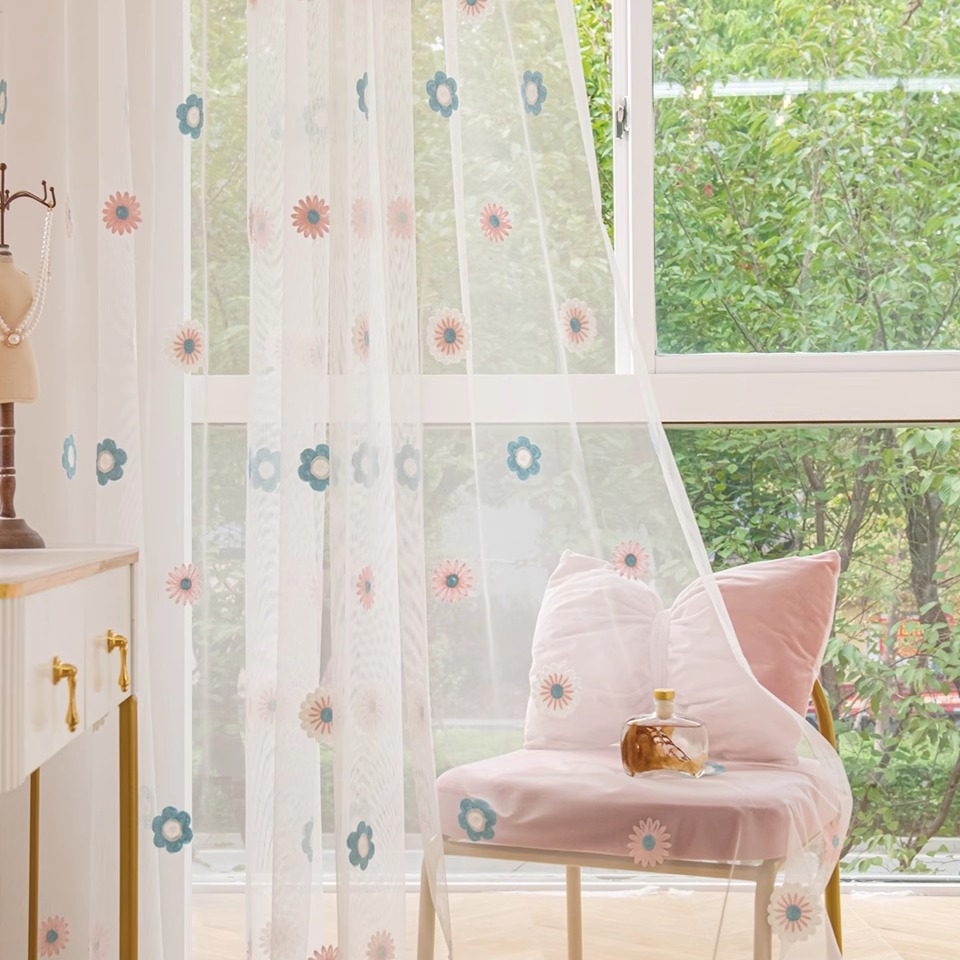 透光卧室阳台田园小清新遮阳纱帘