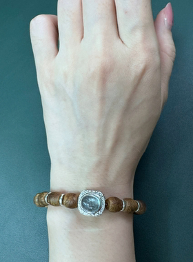 巨有腔调简约天然绿奇楠佛珠鼓珠手串男女款复古单圈文玩念珠手链