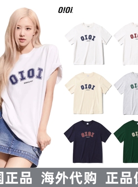 韩国5252oioi潮牌圆领短袖朴彩英ROSE同款OIOI宽松男女情侣T恤ins
