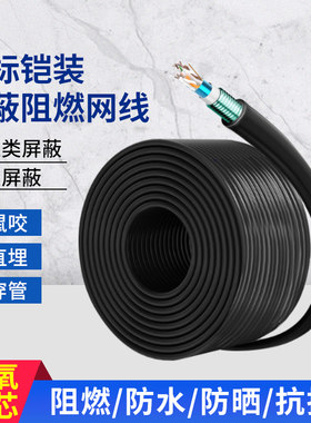 铠装屏蔽网线超五类CAT5E六类CAT6E七类CAT7带铠阻燃线缆防鼠咬