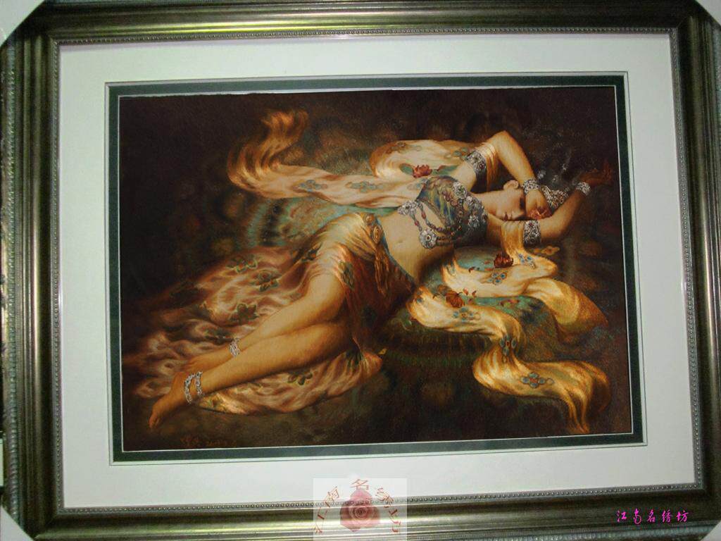 苏绣乱针绣供养天睡美人纯手工刺绣敦煌飞天油画曾浩作品商务礼物