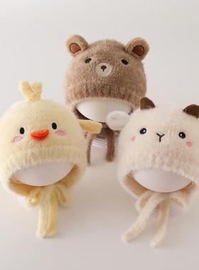 英国Next Rtrx 宝宝帽子冬天针织帽毛绒可爱超萌护耳婴幼儿保暖