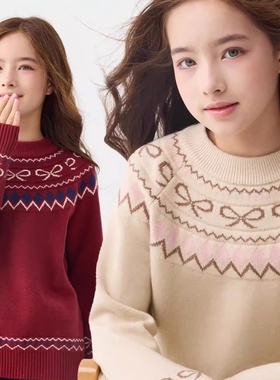 英国Next Rtrx 女童毛衣秋冬新款儿童新年针织衫加厚上衣女孩保暖