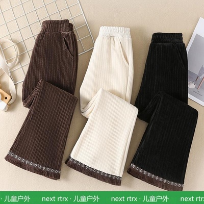 英国女童裤子加绒加厚喇叭裤