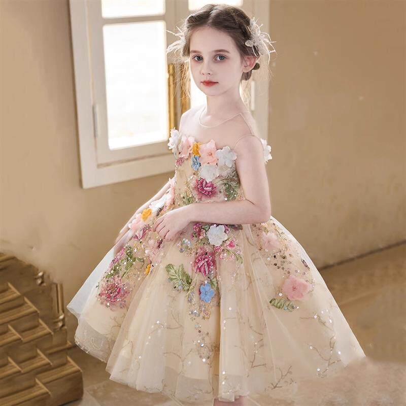 法国MIWEIKE 女童高端轻奢礼服裙儿童生日婚礼公主裙主持人演出