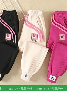 英国Next Rtrx 女童休闲卫裤秋冬新款儿童秋裤加绒加厚长裤运动裤