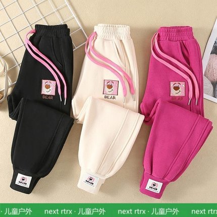 英国Next Rtrx 女童休闲卫裤秋冬新款儿童秋裤加绒加厚长裤运动裤