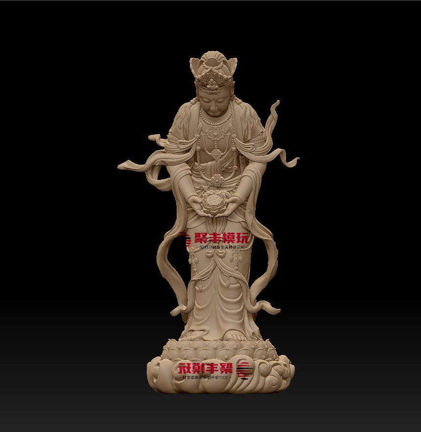 大势至菩萨STL文件3D图纸佛像档案STL数据机雕刻打印圆雕
