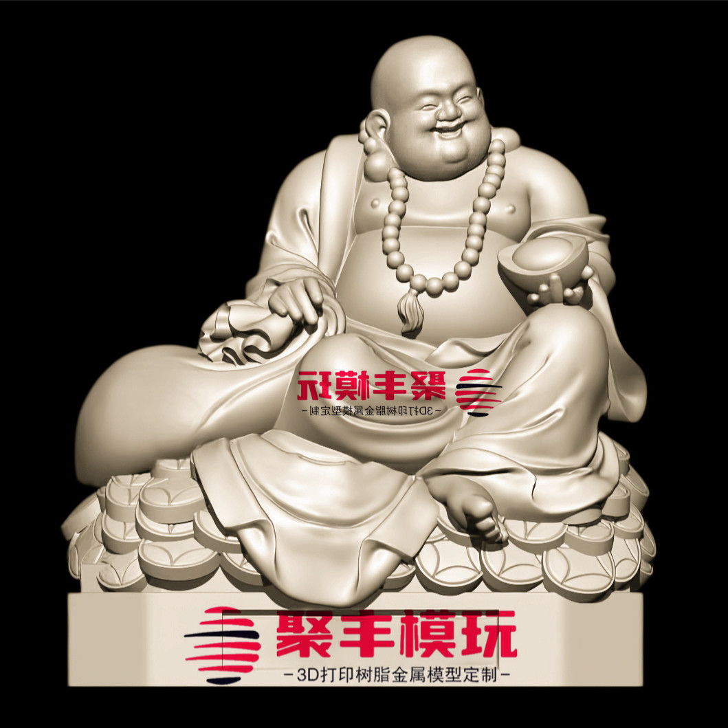 弥勒佛STL文件3D图纸模型三维立体图圆雕图文件弥勒佛摆件木雕