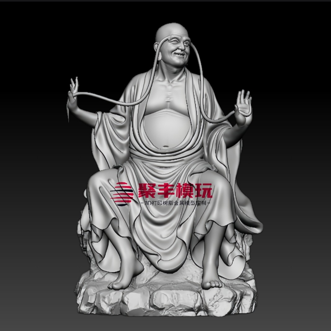 长眉罗汉STL文件3D模型罗汉三维图纸STL数据机雕刻打印圆雕