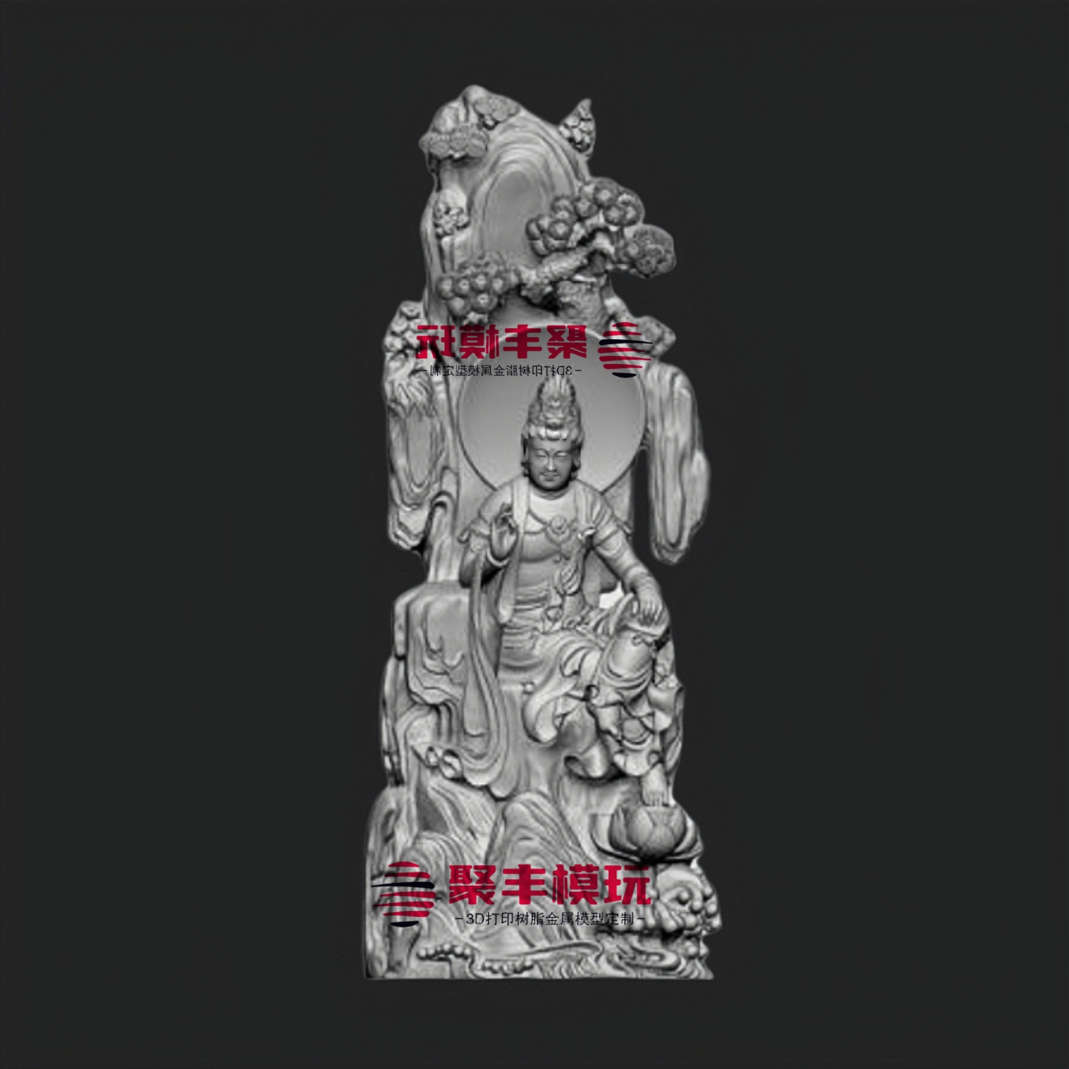 山水观音圆雕STL文件3D模型神佛菩萨造像三维立体图纸STL数据