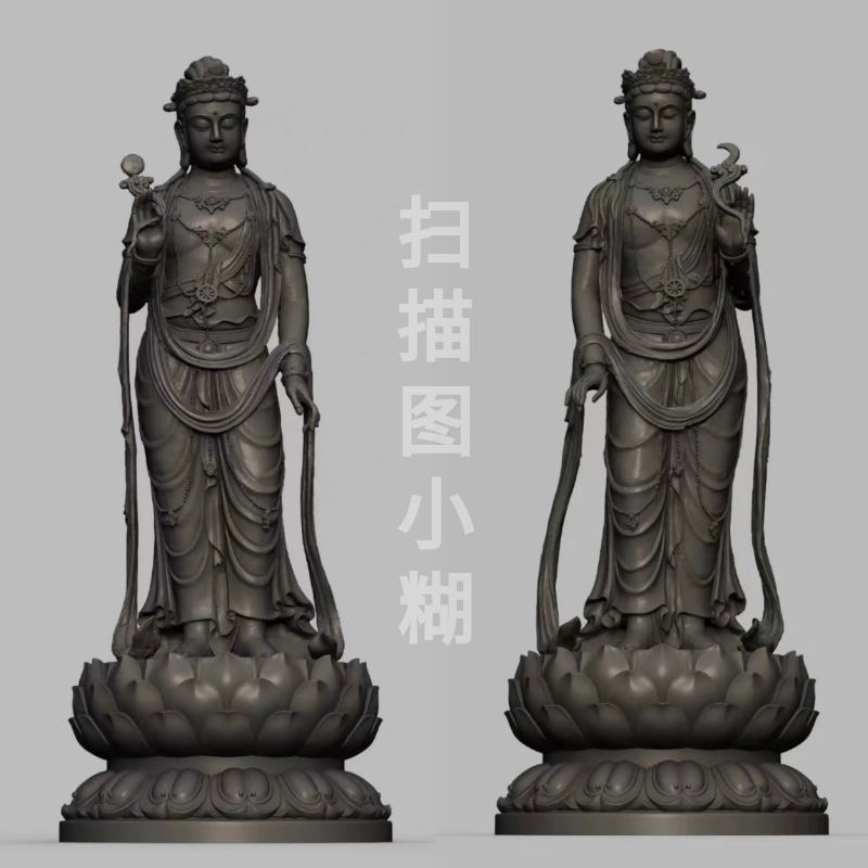 日光月光菩萨STL文件3D模型(3D扫描)菩萨三维立体圆雕图纸