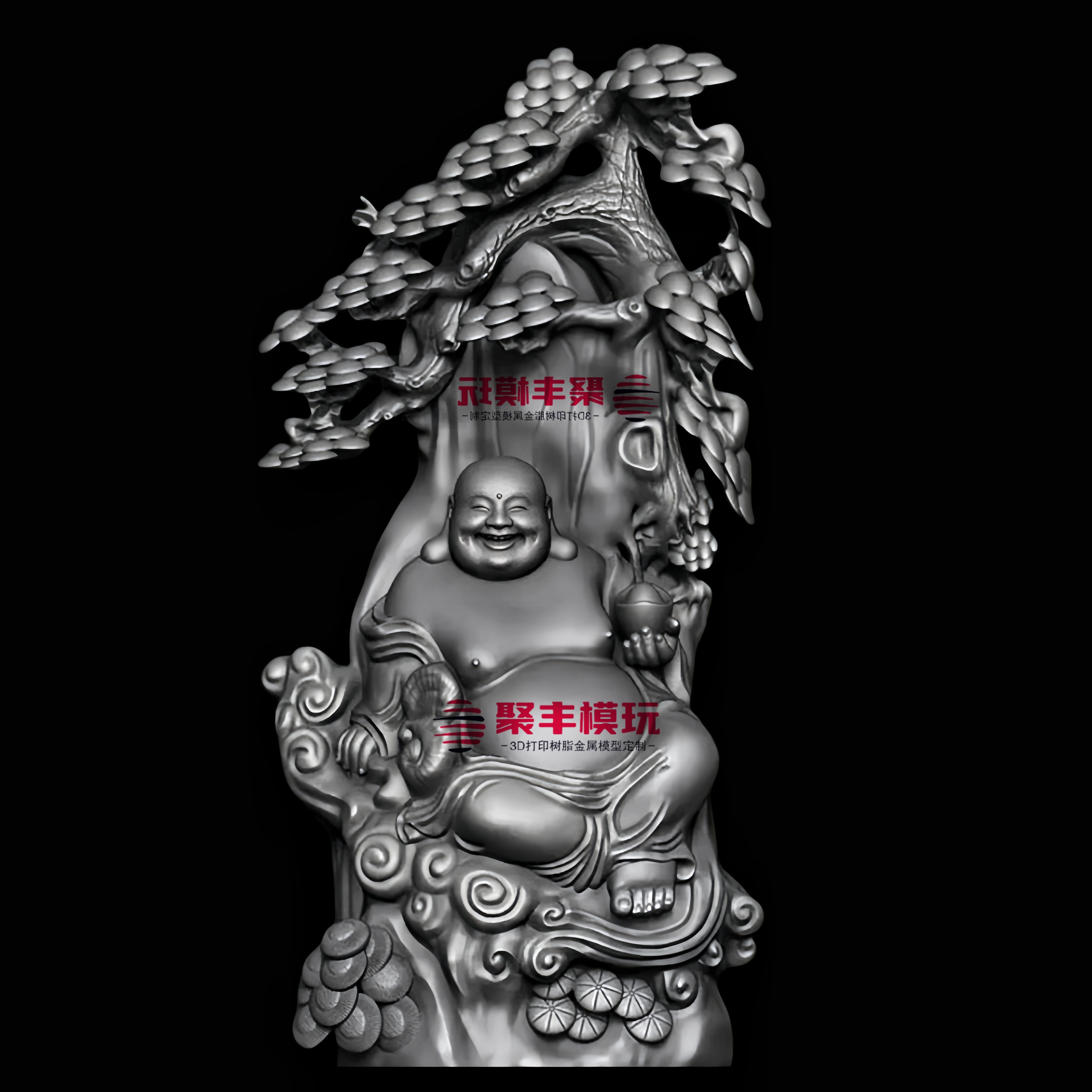 圆雕弥勒佛STL文件3D模型欢笑佛三维图纸STL数据电脑雕刻CNC