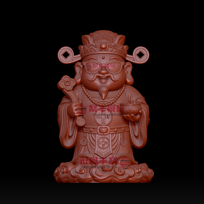财神STL文件3D图纸模型三维立体图圆雕图文件财神摆件木雕