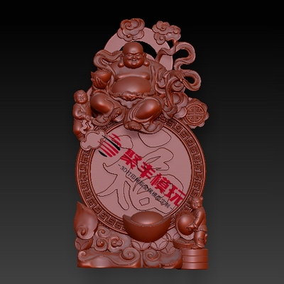 弥勒佛圆雕STL文件3D模型元宝福三维立体图纸STL 数据打印雕刻