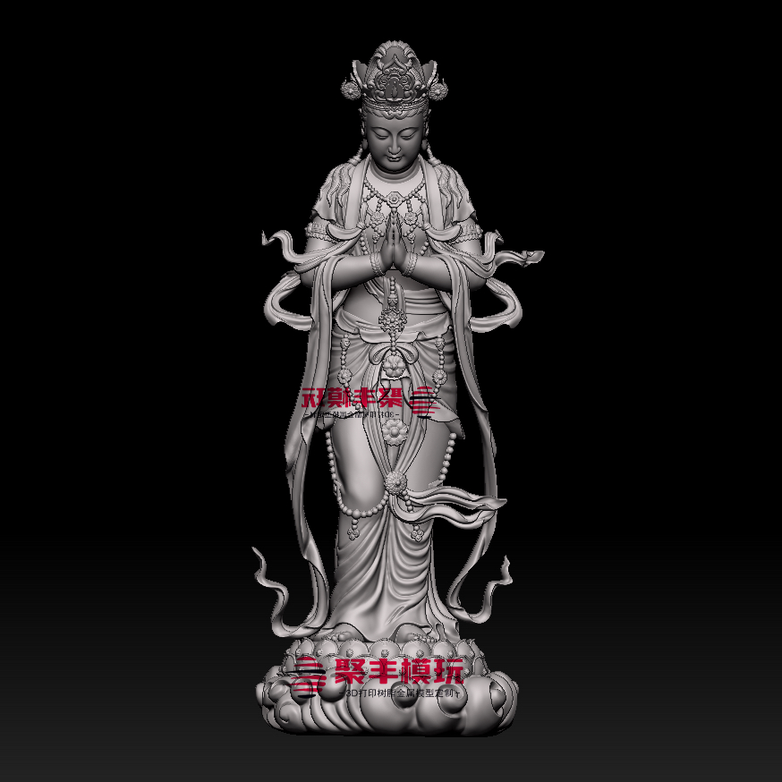 精修观音菩萨STL文件3D图纸模型神佛造像三维STL档案圆雕刻打印