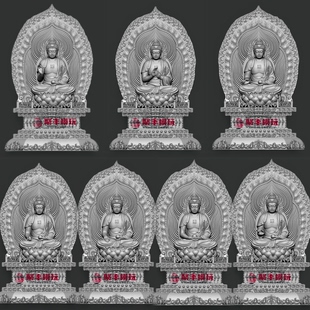 七佛药师如来STL文件3D模型如来佛祖三维图纸STL数据机雕刻CNC