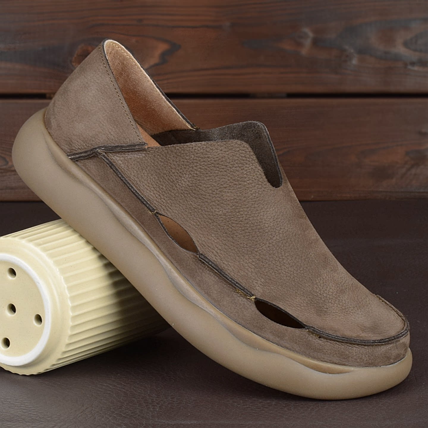 夏季透气真皮凉鞋男士开车休闲鞋一脚蹬镂空皮鞋软底懒人牛皮男鞋