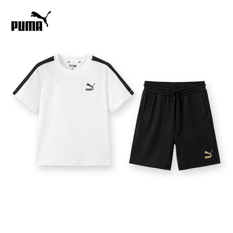 PUMA彪马儿童短袖套装夏新款男女中大童运动服时尚休闲T恤两件套7