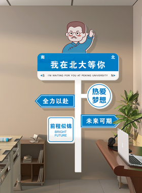 我在北大等你励志装饰路牌墙贴3d中高考教室布置班级文化墙面贴纸