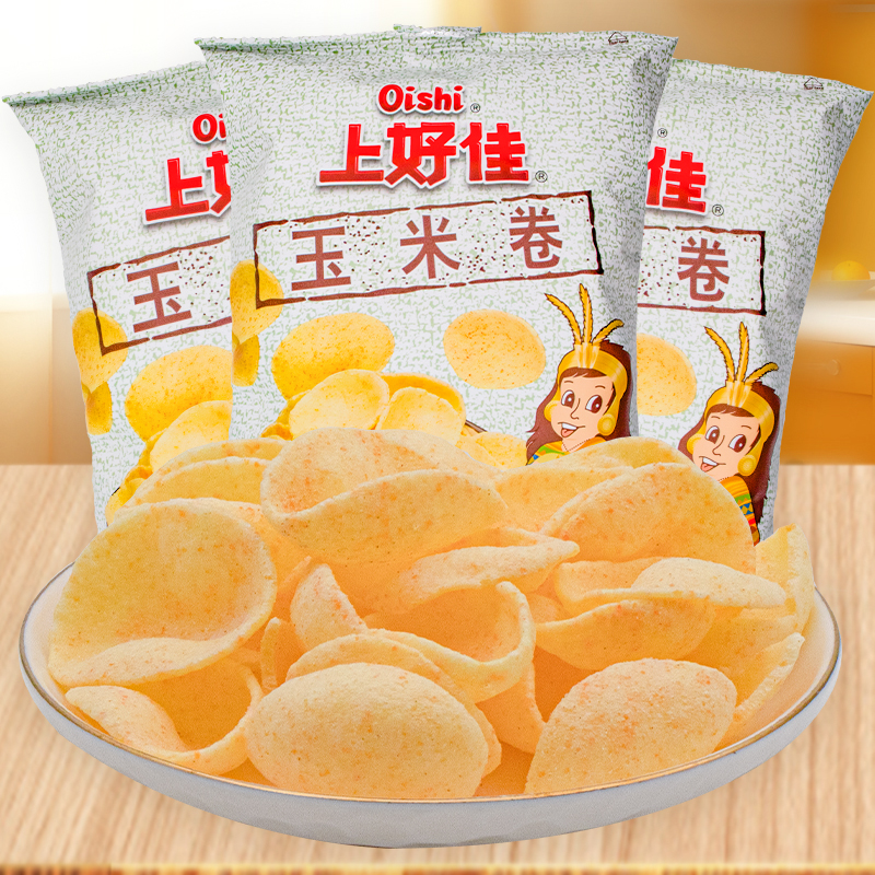 上好佳玉米卷40g原味整箱夜宵女生追剧小吃80g大包办公室膨化薯片