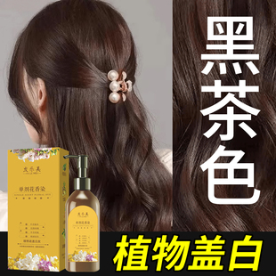 单剂花香染植物染发膏女旗舰店染发剂黑茶色天然遮白发官方正品纯