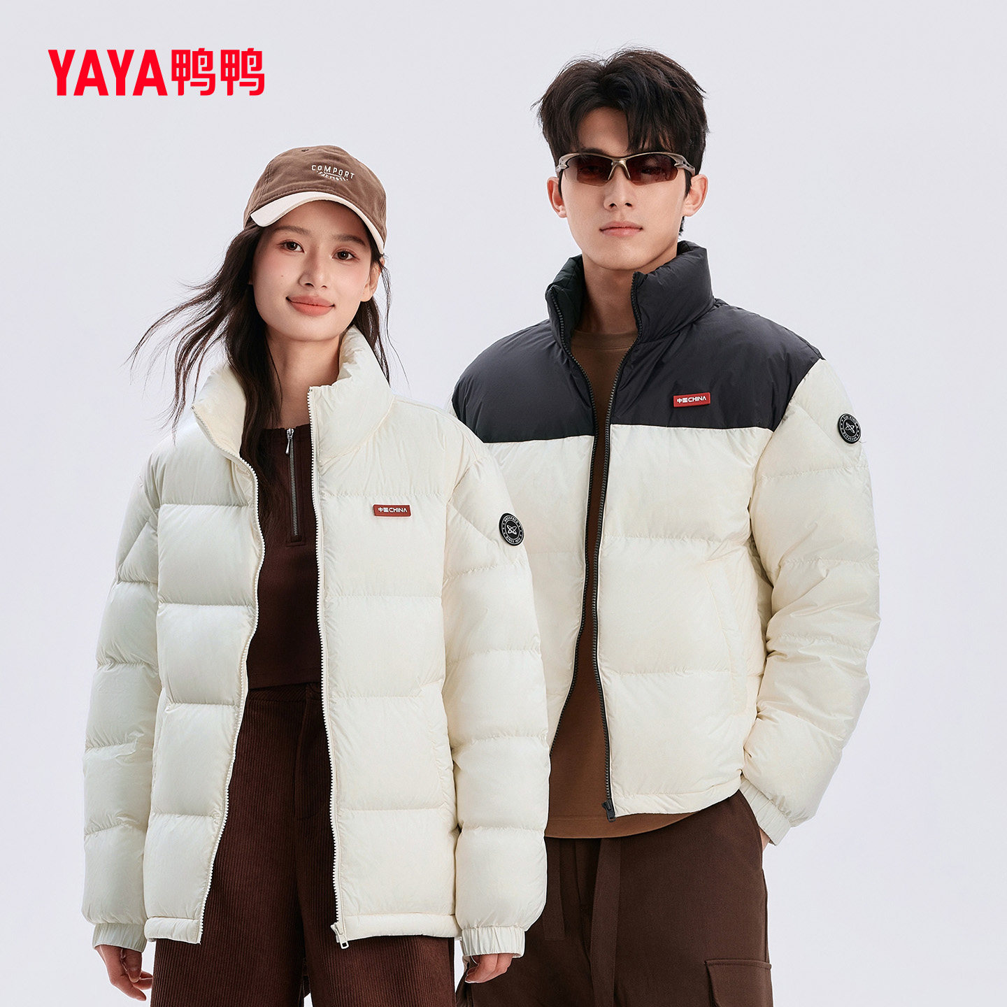 鸭鸭羽绒服短款2025新款中国系列潮流复古加厚情侣同款保暖面包服