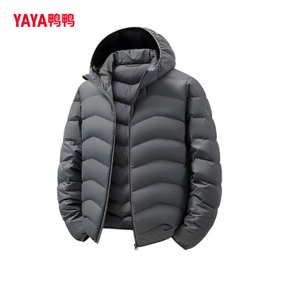 休闲时尚通勤连帽鸭绒保暖外套男