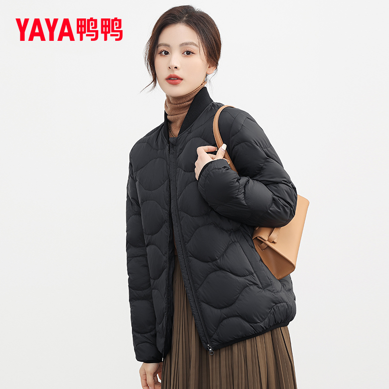 鸭鸭轻薄羽绒服女款官方旗舰店2025年新款休闲百搭保暖棒球服外套