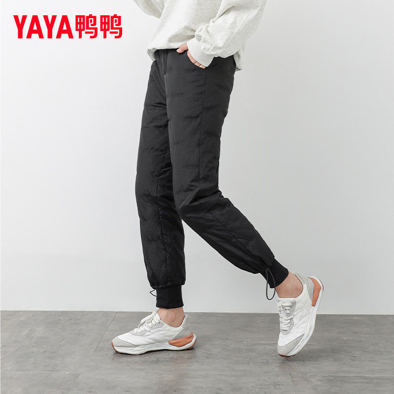 鸭鸭羽绒裤女2025年冬季新款加绒加厚长款百搭黑色大码抽绳束腿裤,女装/女士精品,棉裤/羽绒裤,淘宝优惠券,粉丝福利购,淘宝优惠卷