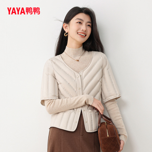 马甲背心修身 V领大码 显瘦百搭 轻薄羽绒服内胆小个子短袖 鸭鸭短款