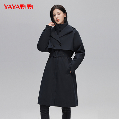 时尚鸭鸭羽绒服长款风衣派克服冬