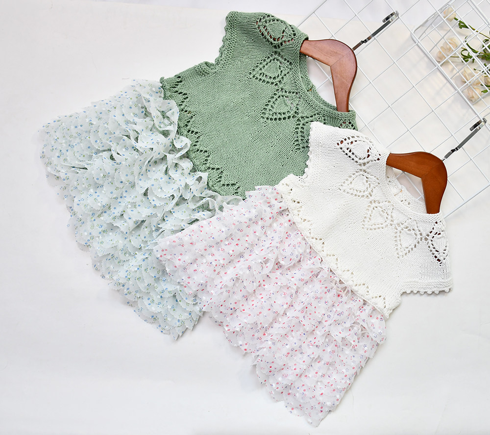 灵美 欧根纱公主裙棉麻线从上往下编织毛线材料包送教程 视频