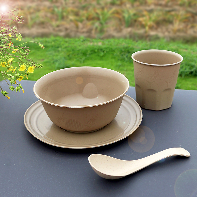 稻壳一次性碗筷餐具环保可降解套装加厚三四件套宴席户外露营餐具