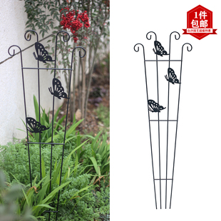 包邮 饰花架 爬藤花架园艺杂货庭院装 出口日本铁艺蝴蝶架铁线莲月季