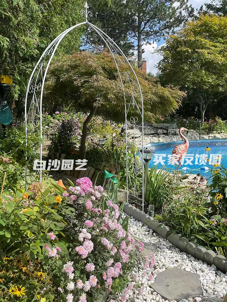 欧式铁艺藤月玫瑰拱门花架可做凉亭尖顶铁艺爬藤花架铁线莲支架