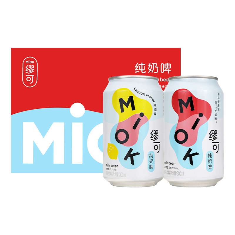 miok缪可纯奶啤风味饮料300ml*12罐原味柠檬味0脂乳酸菌奶啤饮