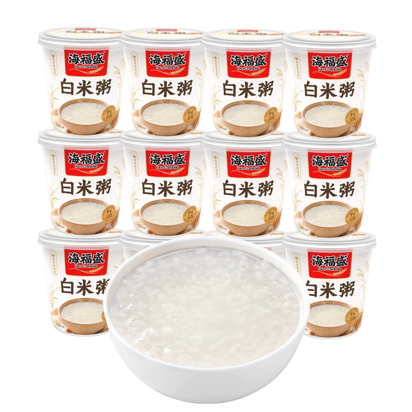 FD广式白米粥速食粥冲泡即食早餐粥加班KTV酒后暖胃热粥25g